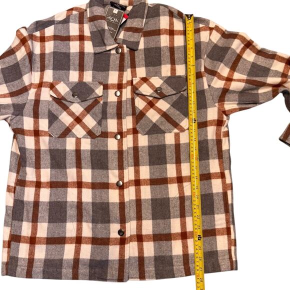 HFX Gray Plaid Flannel Shirt Jacket Shacket Size Medium - Picture 4 of 4